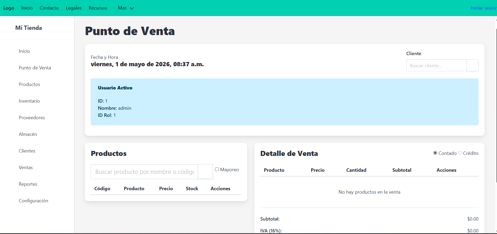 Captura de pantalla de Punto de Venta